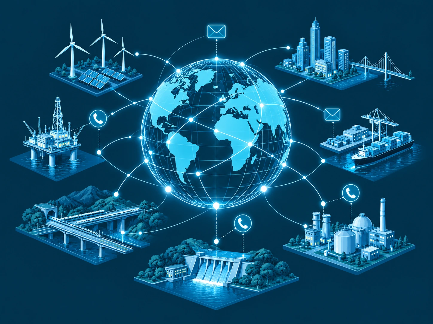 Illustration of global engineering connections and communication