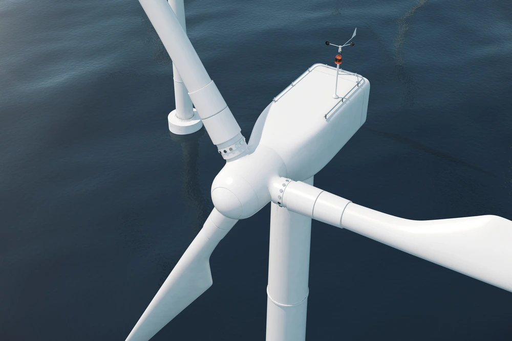 Offshore wind turbine above the sea