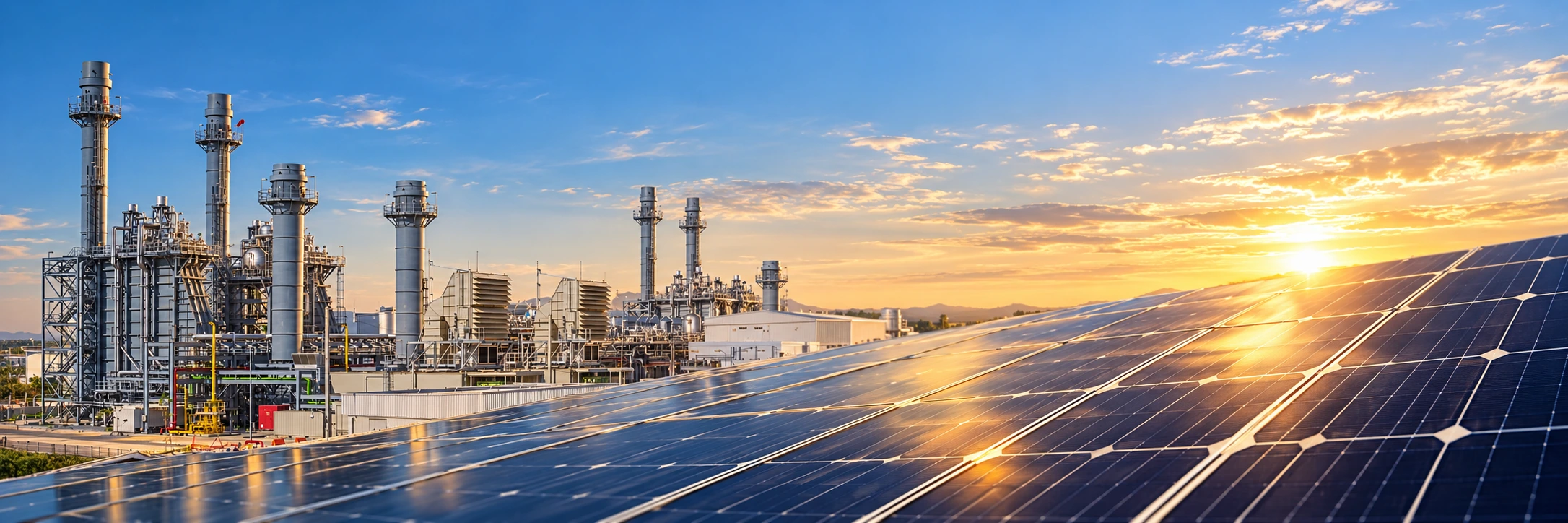 Power generation plant and solar panels in a combined energy landscape